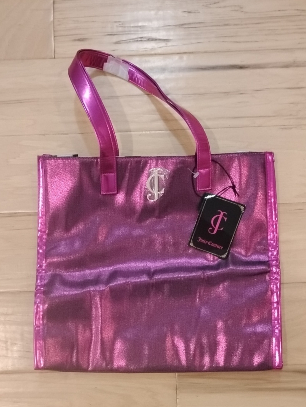 Juicy Couture Shimmer Metallic Hot Pink Tote